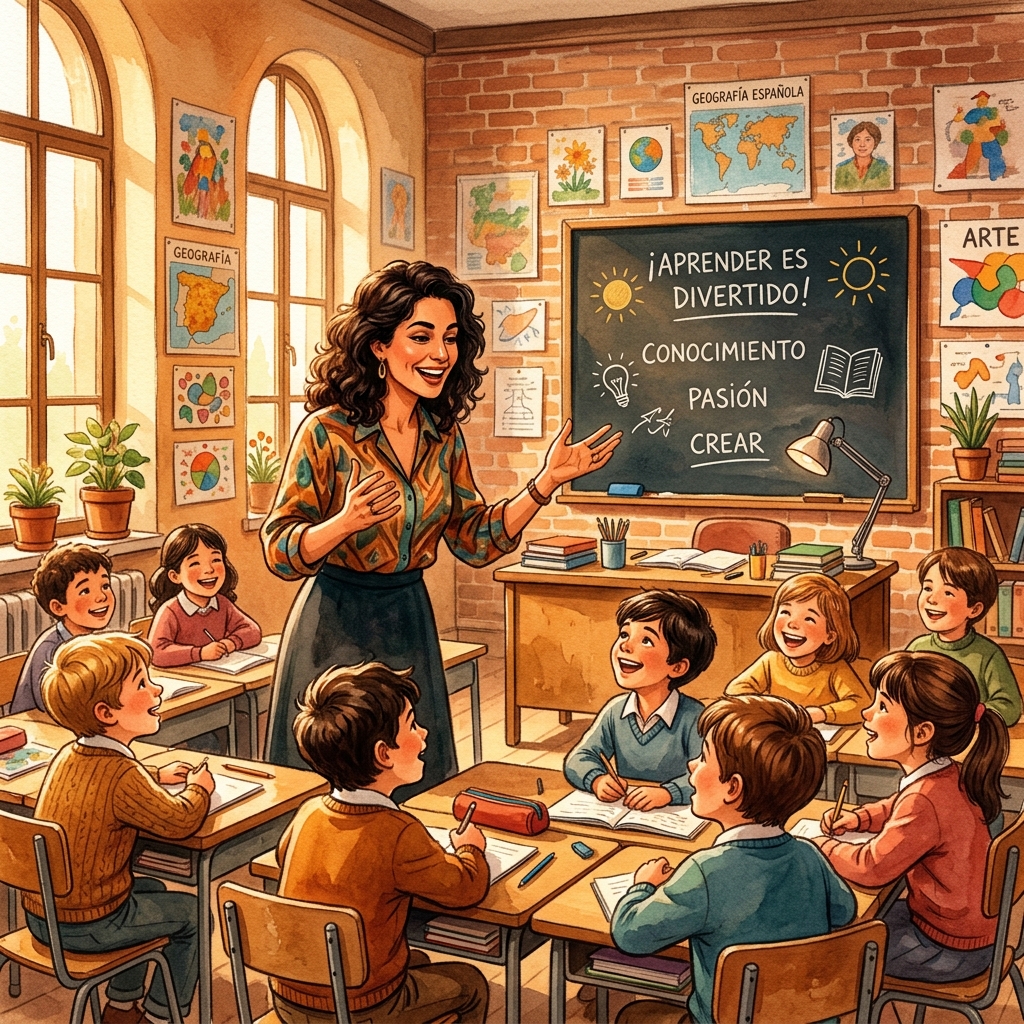 Paz en su aula llena de vida, arte y color