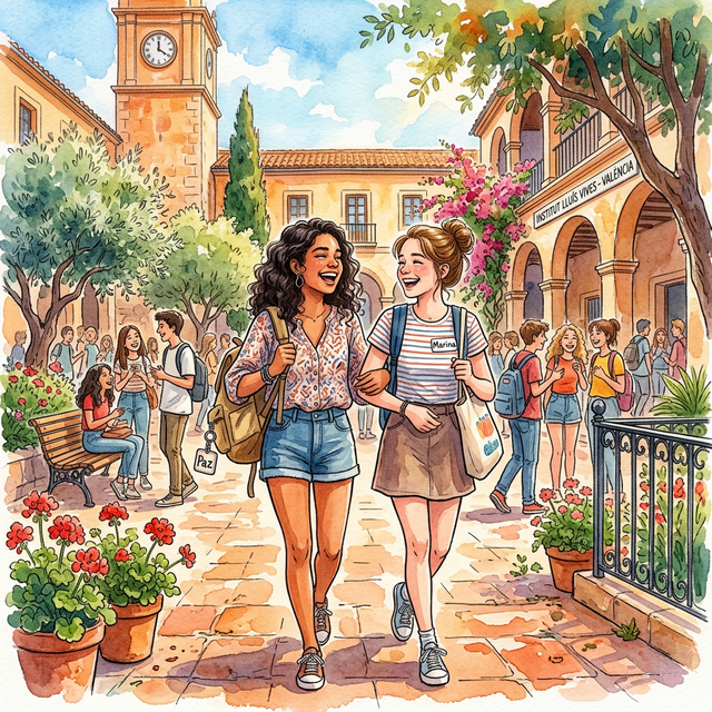 Paz y Marina en el patio